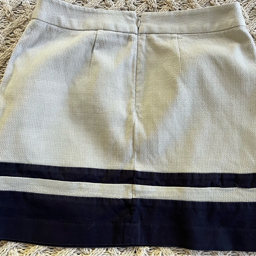 Ann Taylor LOFT Linen Blend Skirt Petite Size 6P Navy Oatmeal - Picture 4 of 9